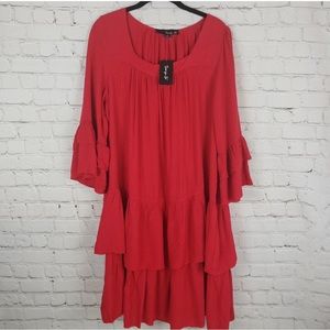 NWT Sonja B Tiered Red Dress, XL